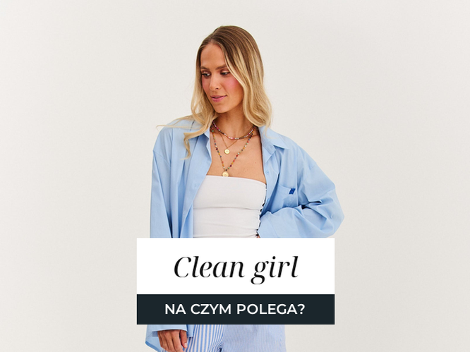 Jasna stylizacja w duchu clean girl: błękitna koszula i biały top