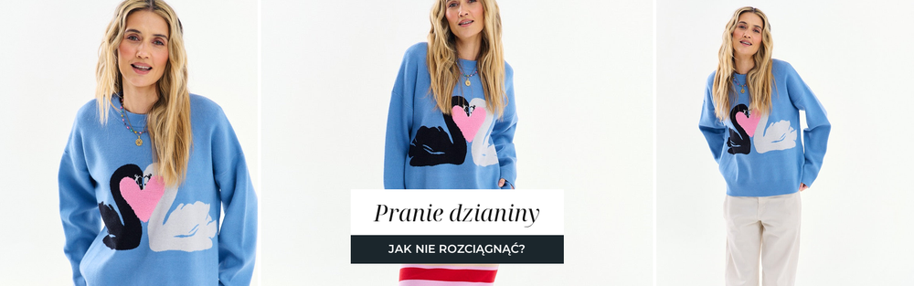 Dzianinowy sweter w błękicie, widoczny splot