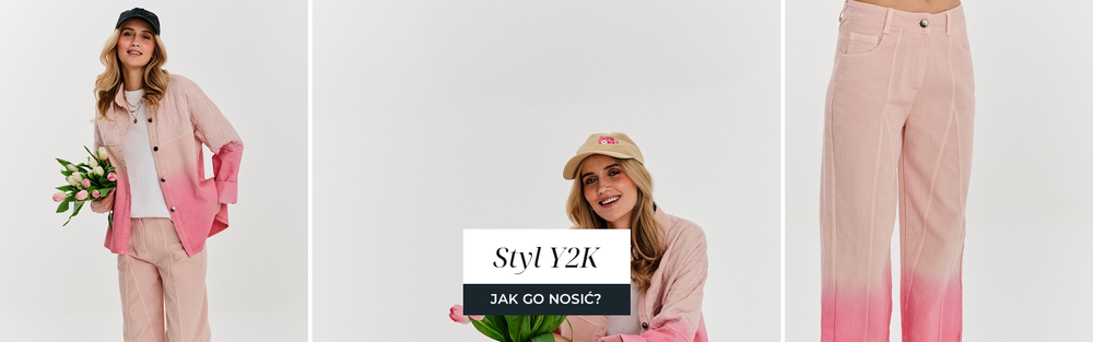 Różowe spodnie jeansowe w duchu mody lat dwutysięcznych