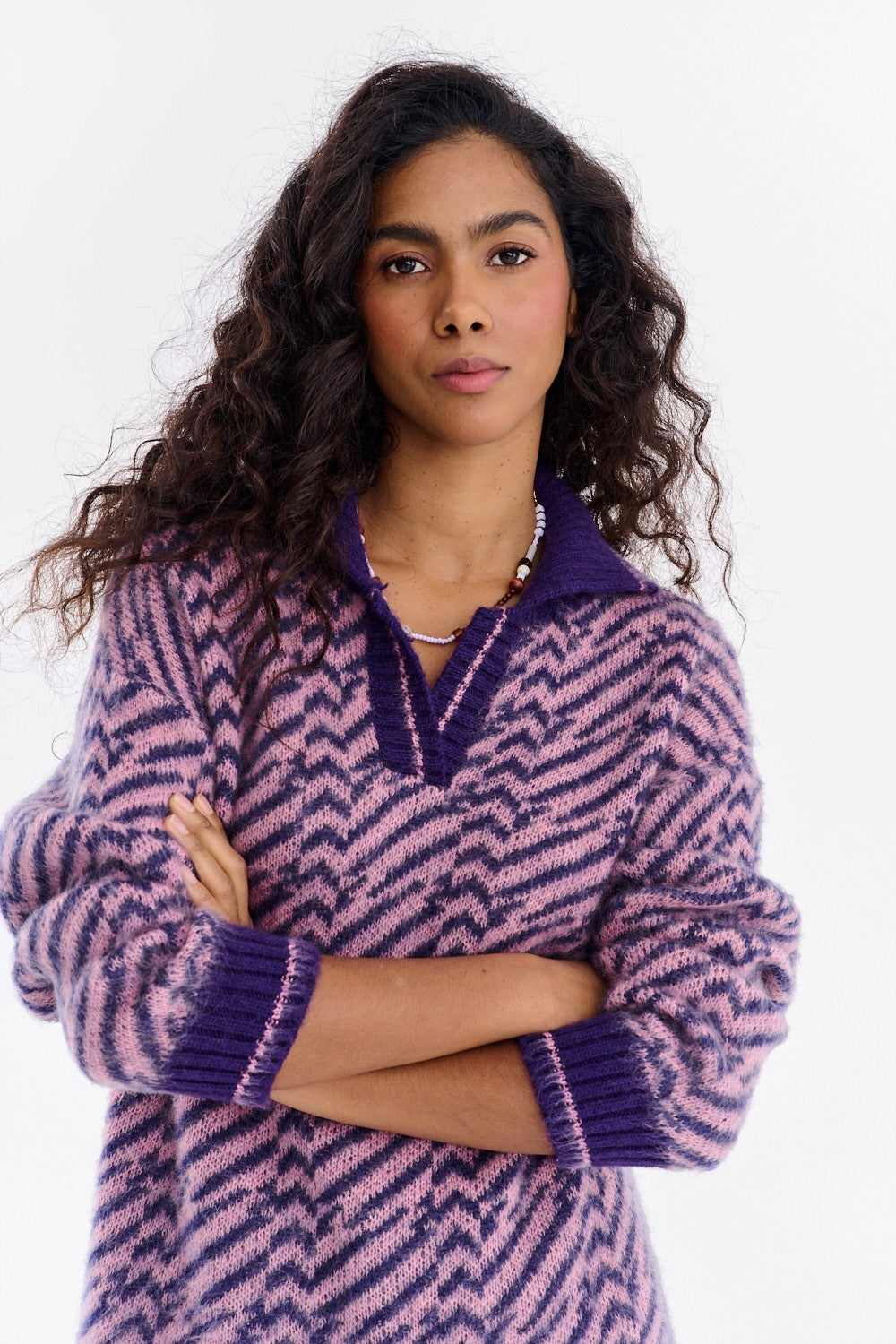 Sweter polo z moherem Touch of Mood